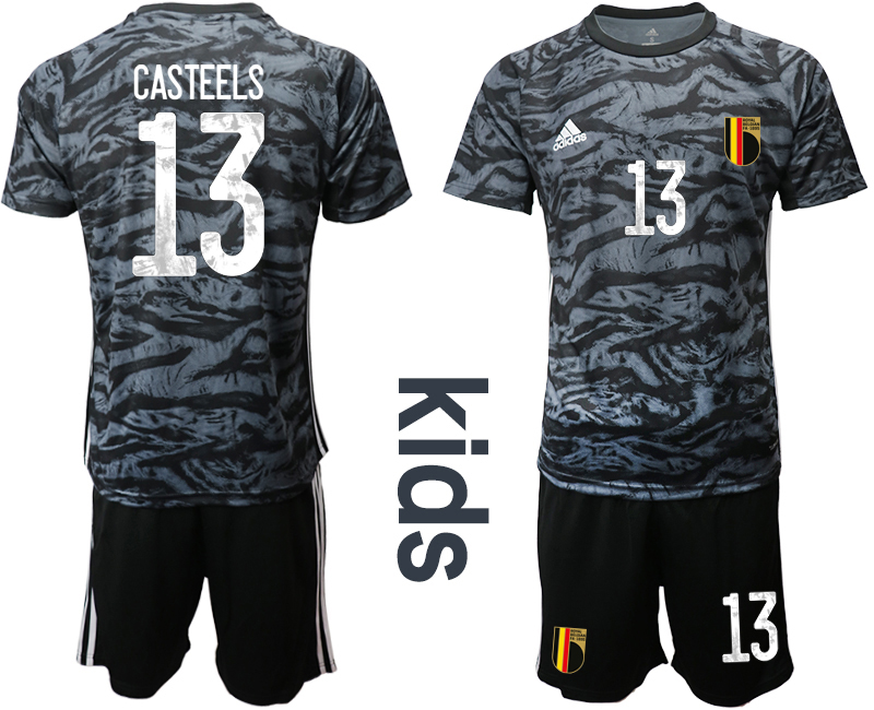 Youth 2021 European Cup Belgium black goalkeeper #13 Soccer Jersey2->belgium jersey->Soccer Country Jersey